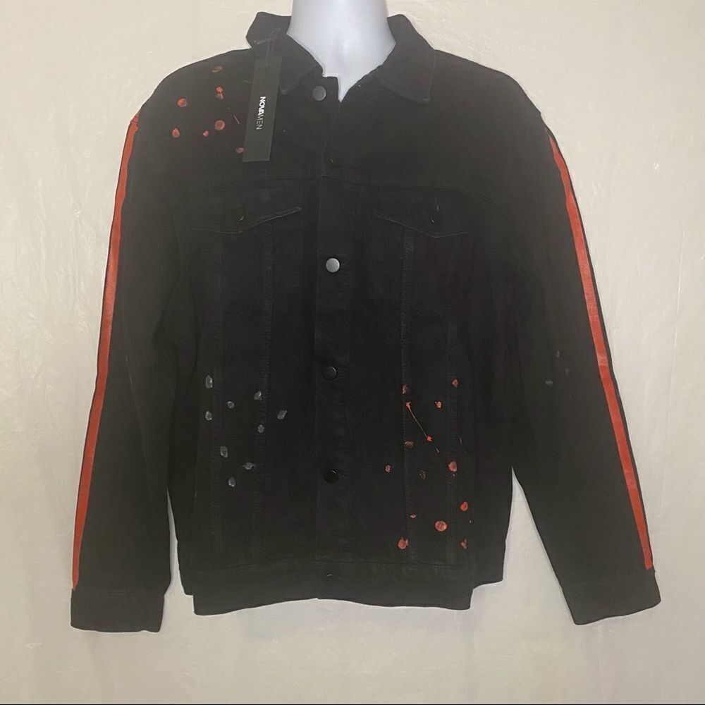 Black & Red Fashion Nova Men denim jacket Size XL